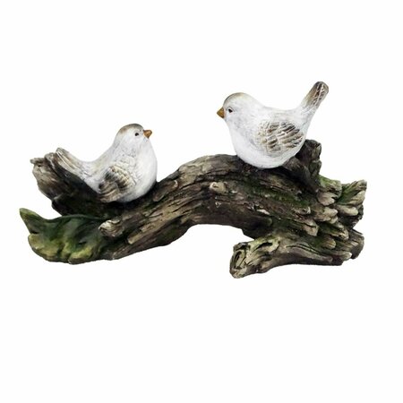 DARE2DECOR 11 in. Iron & Magnesia Birds on Wood Statue Multi Color DA1679004